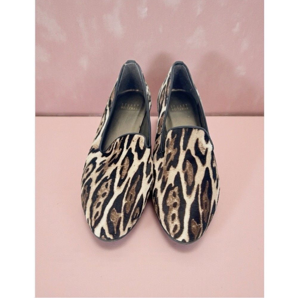 Stuart Weitzman Pony Hair Animal Print Slip On Loafers 5.5